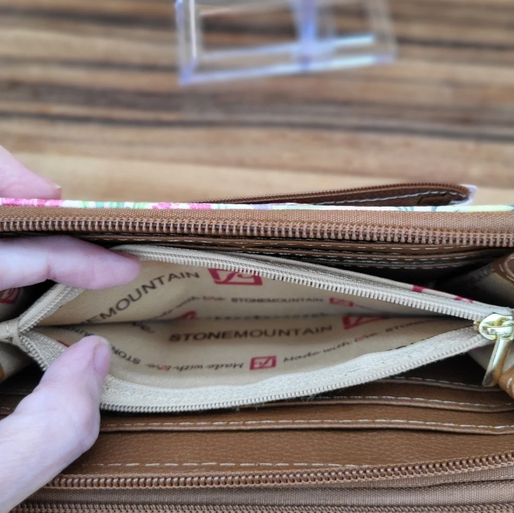Stone Mountain Floral Butterfly Double Zip Wallet, 8×4.5×1.5, NWOT